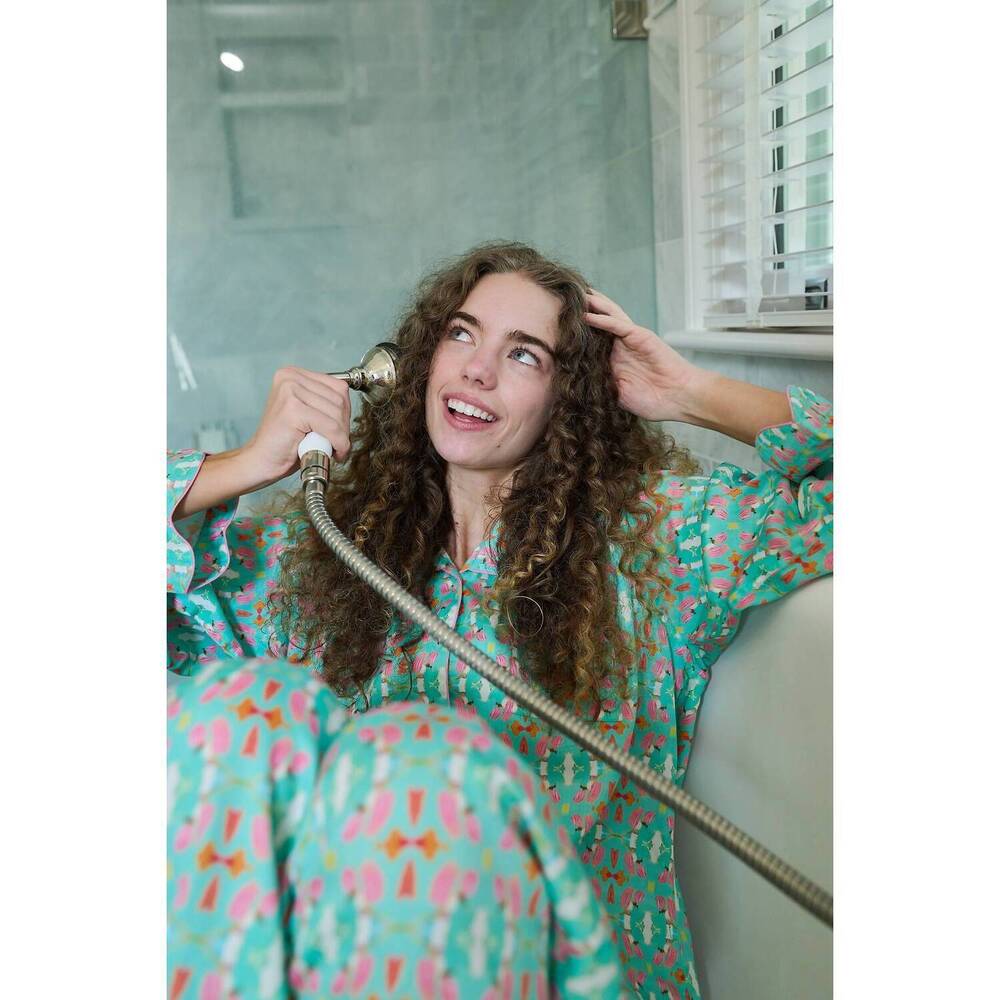 NEW BROOKS AVENUE scalloped pajama set - long in birds of paradise
